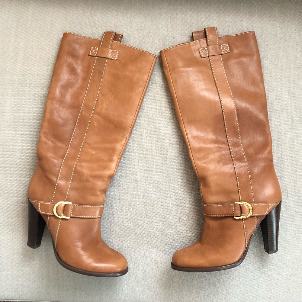Ralph Lauren Camel Riding Boot With Heel